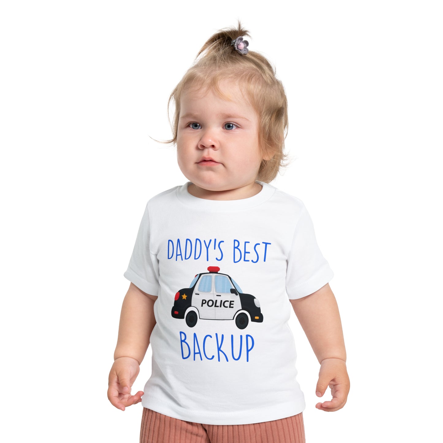 Daddy's Best Backup Baby T-Shirt | Cute Police Car Design | Perfect Gift for New Dads, Baby Showers, Birthdays, Everyday Wear