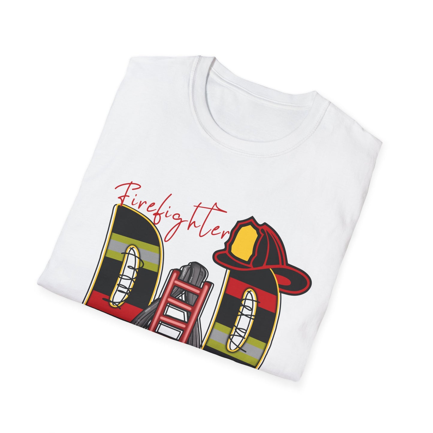 Firefighter Dad Unisex T-Shirt, Unique Gift for Father's Day, Softstyle Tee for Firefighters, Casual Wear, Birthday Gift