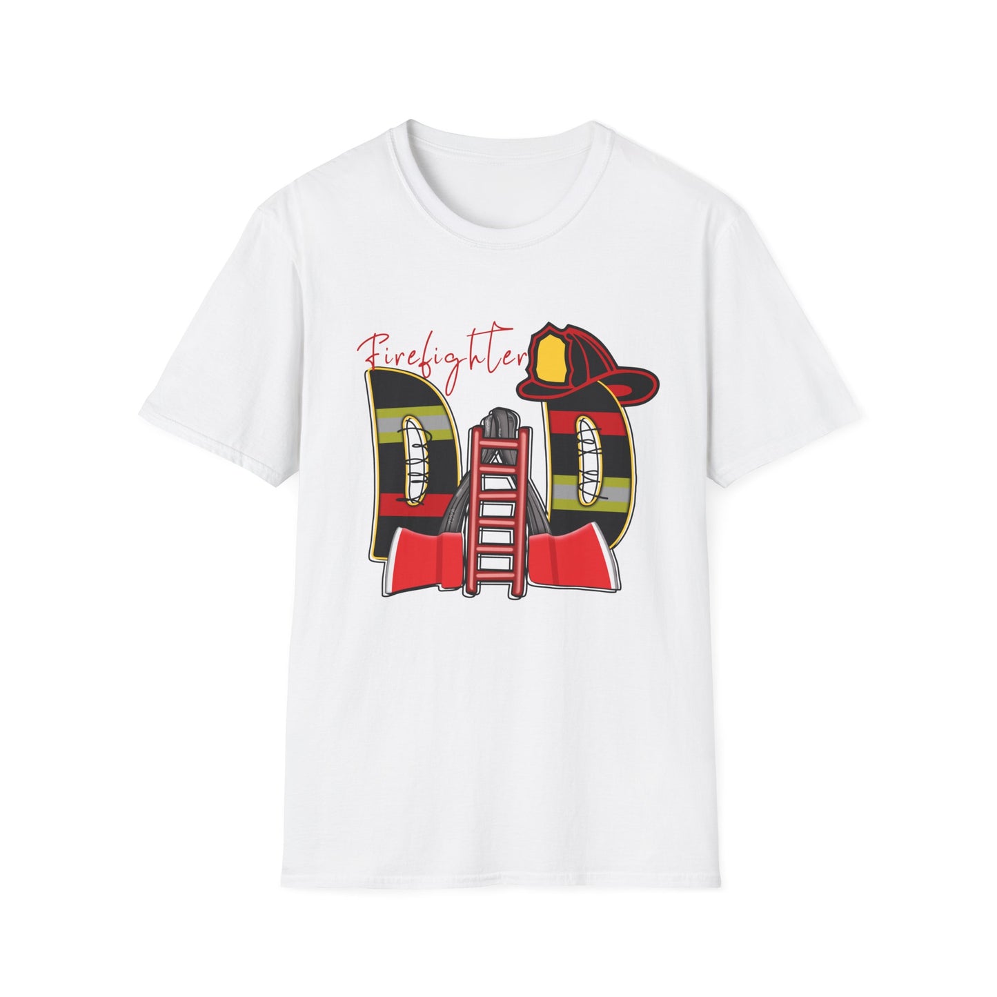 Firefighter Dad Unisex T-Shirt, Unique Gift for Father's Day, Softstyle Tee for Firefighters, Casual Wear, Birthday Gift