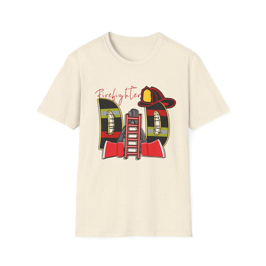 Firefighter Dad Unisex T-Shirt, Unique Gift for Father's Day, Softstyle Tee for Firefighters, Casual Wear, Birthday Gift